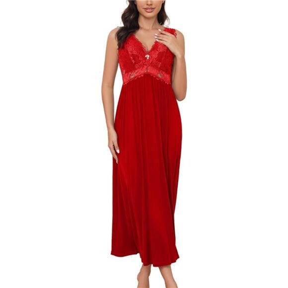 Dresses & Skirts - Mist Azur Womens Long Nightgowns Lace Sexy Lingerie V Neck Nightie Sleep Dress
